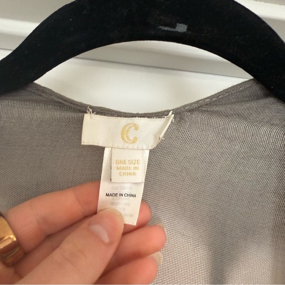 Charming Charlie Gray Boho Tie Dye Tunic Open Front Cardigan OS Festival Hippie - Picture 7 of 13